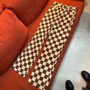 Checkerboard Jeans / Pants - Brown and Cream - Size 4